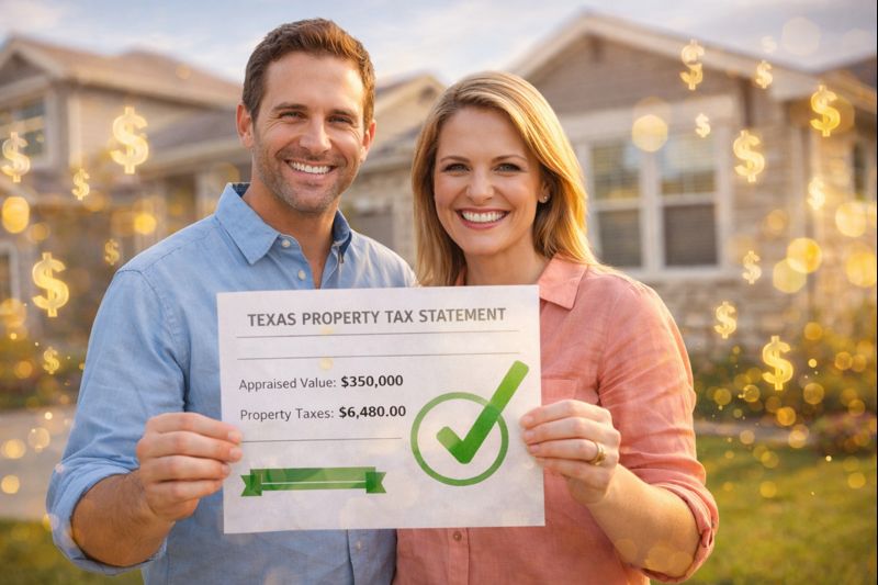 Happy Couple Saving on Property Taxes